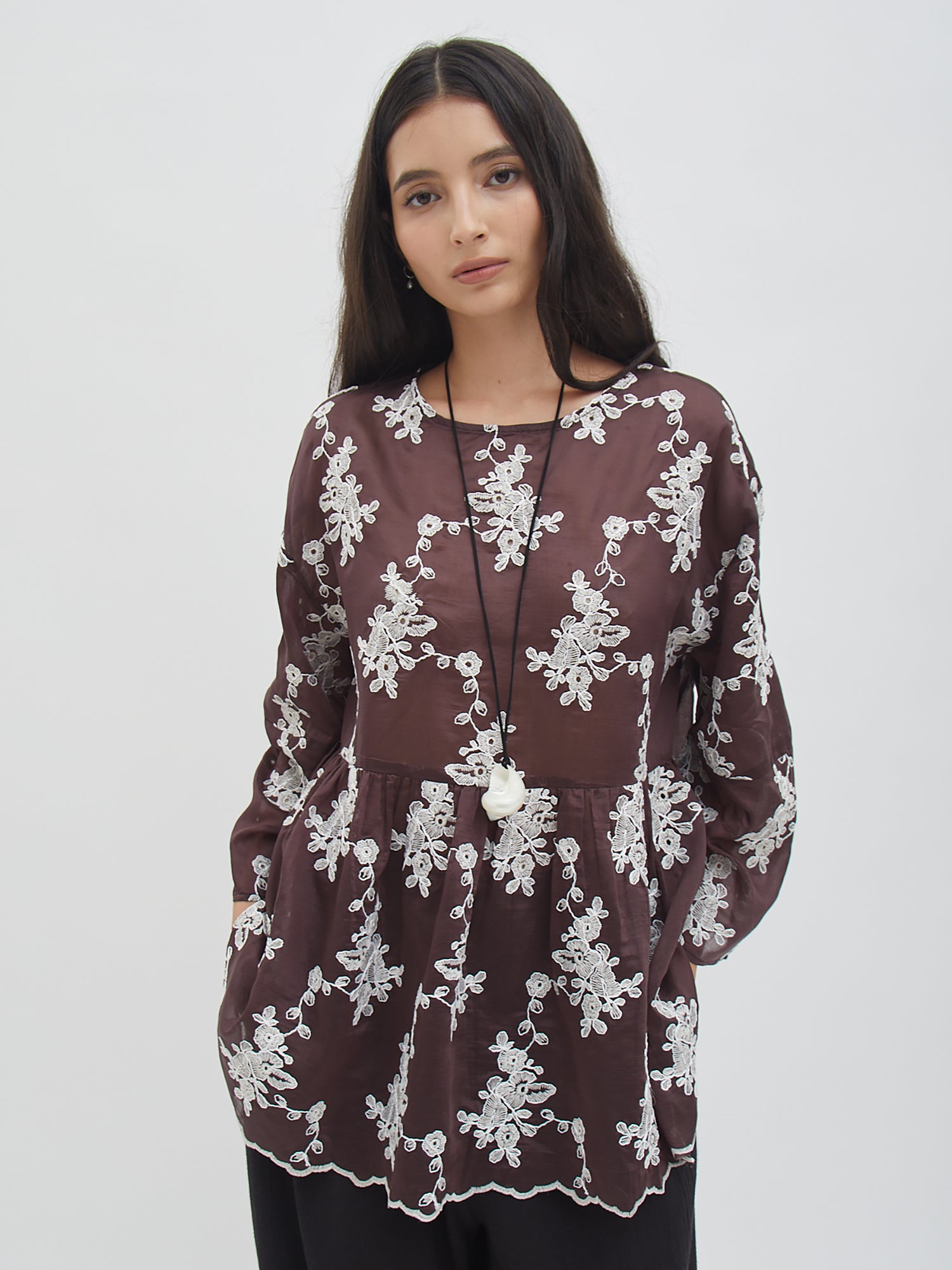 Gyana Floral Blouse - Ivory - Velvet at Bobo