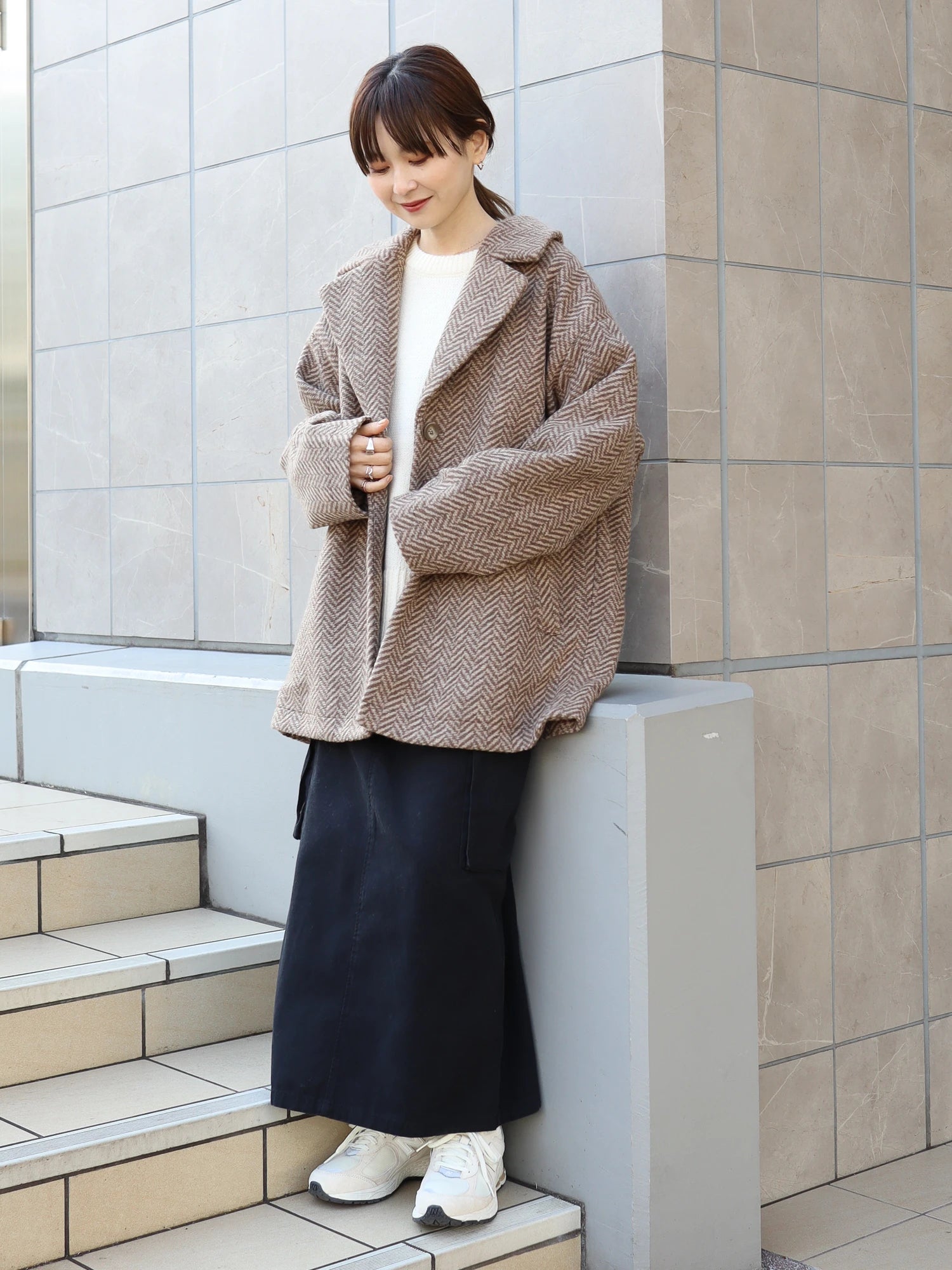 Jual Outer Wanita - Kase Tweed Midi Cocoon Coat - American