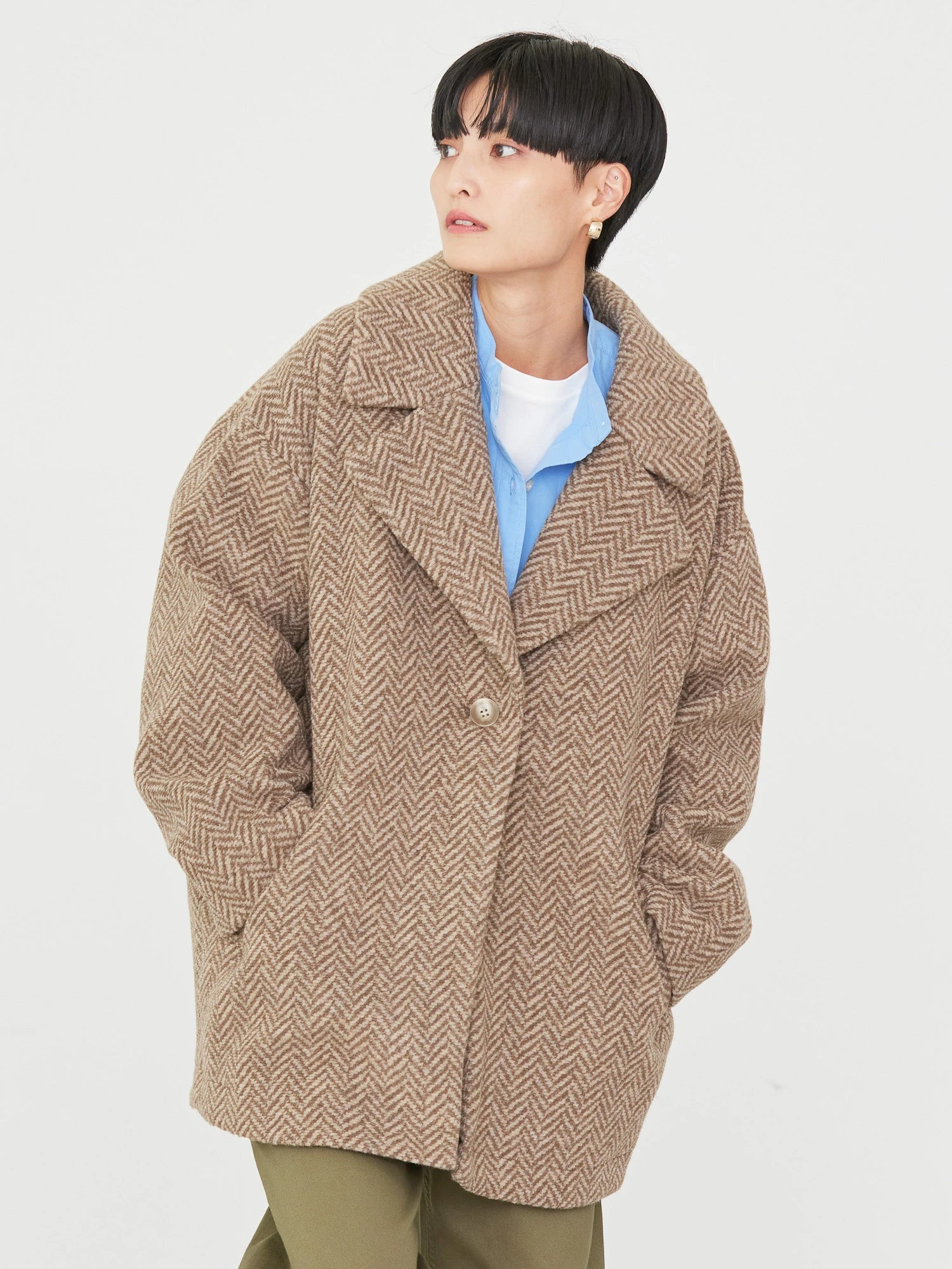 ジャケット・アウター MOHAIR TWEED COCOON COAT Oversized Cocoon Jacket
