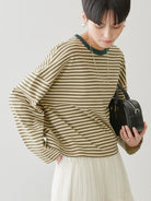 Bobo Tokyo American Holic Sawara Multi-Border Pullover Charcoal Gray Sweater Wanita