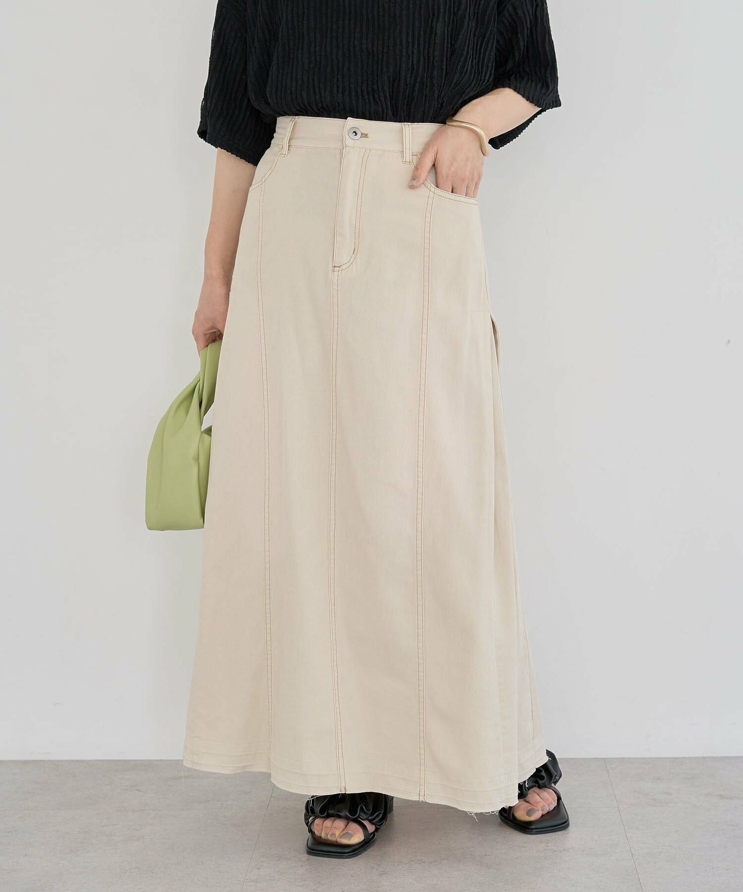 Airisu Side Tuck Denim Skirt - Black - Green Parks