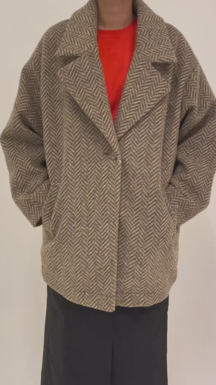 80s Handwoven Mohair Wool Cocoon Coat | S-L - Lucky Vintage
