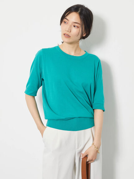 Blouse rajut Alicia Crew nexk Short Sleeve Knit