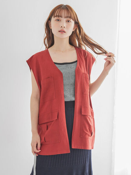 Work Vest Wanita Shaaya Linen Blend Vest Bobo Tokyo