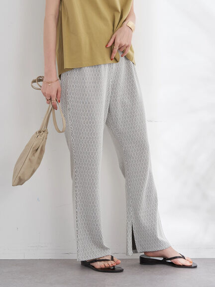 Style Celana Cutbray Wanita Geo Pattern Jacquard Pants