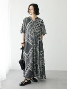 Dress Motif Tsumugi Patchwork Dress Bobo Tokyo