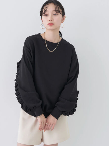 Fleece Sweater Satsuko with Ruffle Sleeve Pullover - Bobo Tokyo