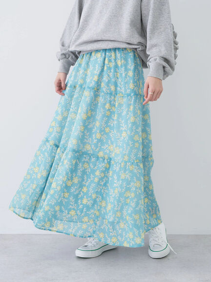 Tiered Skirt Hanaori Flower Tiered Skirt by Bobo Tokyo