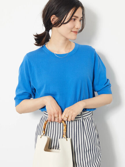 Blouse rajut Alicia Crew nexk Short Sleeve Knit