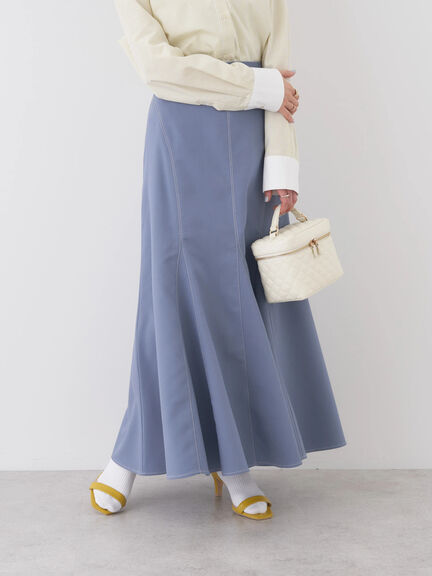 Rok Flare Kizuna Stitch Panel Flared Skirt by Bobo Tokyo