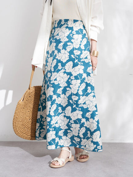 Rok Motif Bunga   Remina Flower Jacquard Skirt   Bobo Tokyo