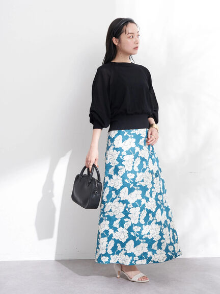 Rok Motif Bunga Remina Flower Jacquard Skirt