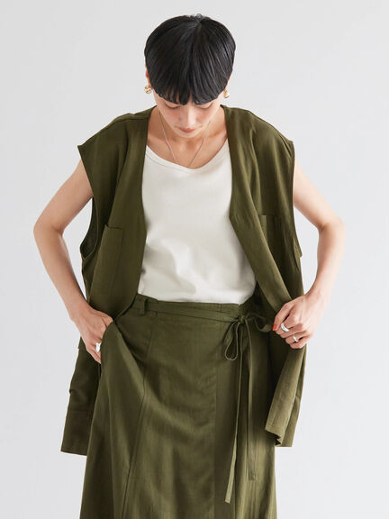 Work Vest Wanita Shaaya Linen Blend Vest Bobo Tokyo