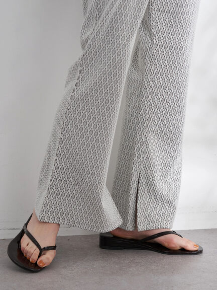 Style Celana Cutbray Wanita Geo Pattern Jacquard Pants